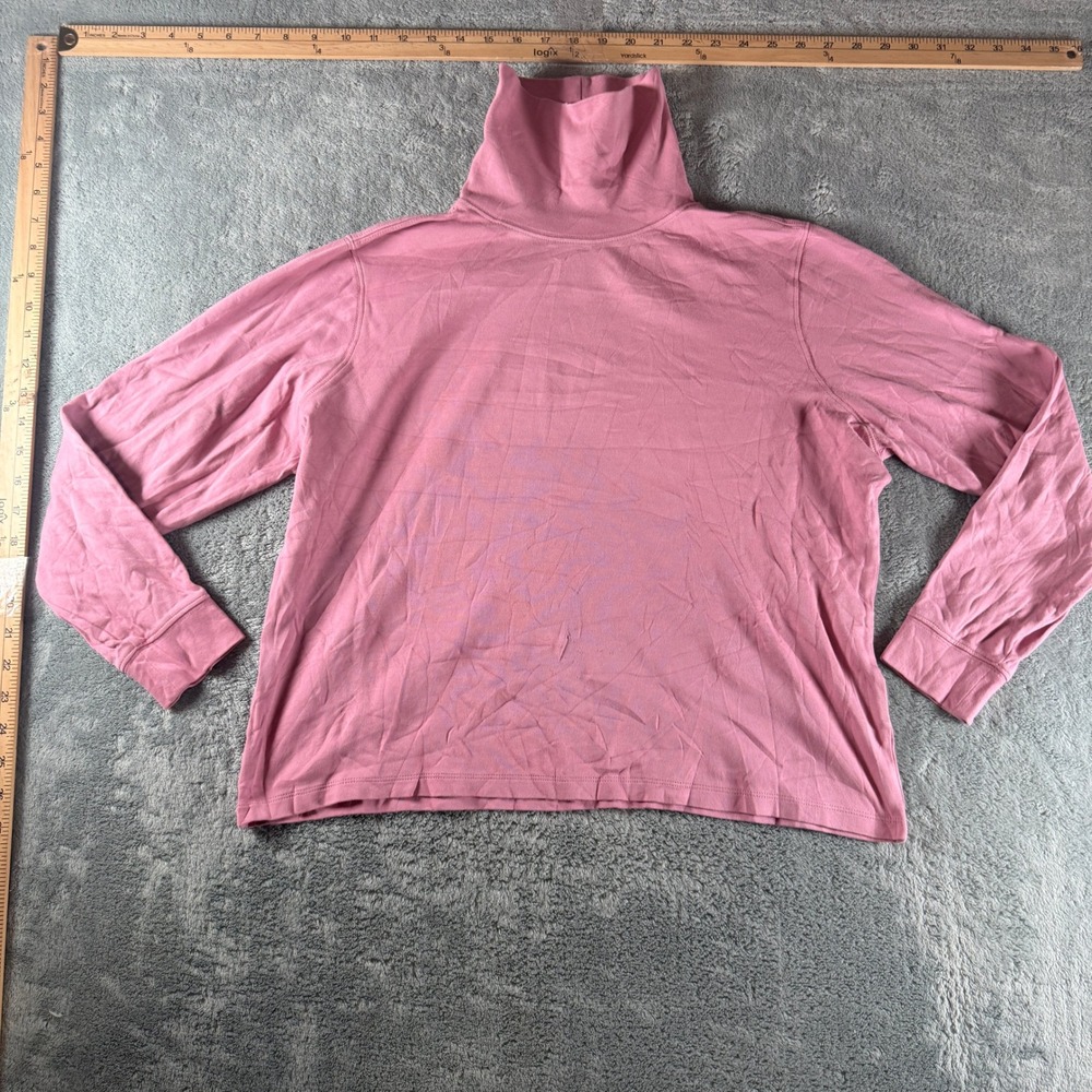 LL Bean Womens Pink Cotton Turtleneck Long Sleeve Top Size L Petite